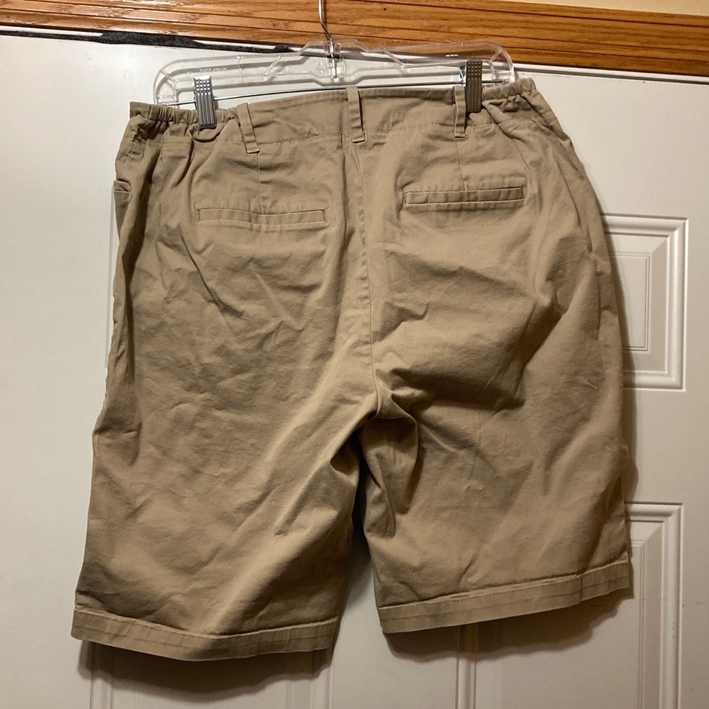 Talbots Khaki Elastic-Waist Cotton Shorts 14W